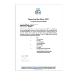 Recycling Zertifikat für nachhaltige Produktion