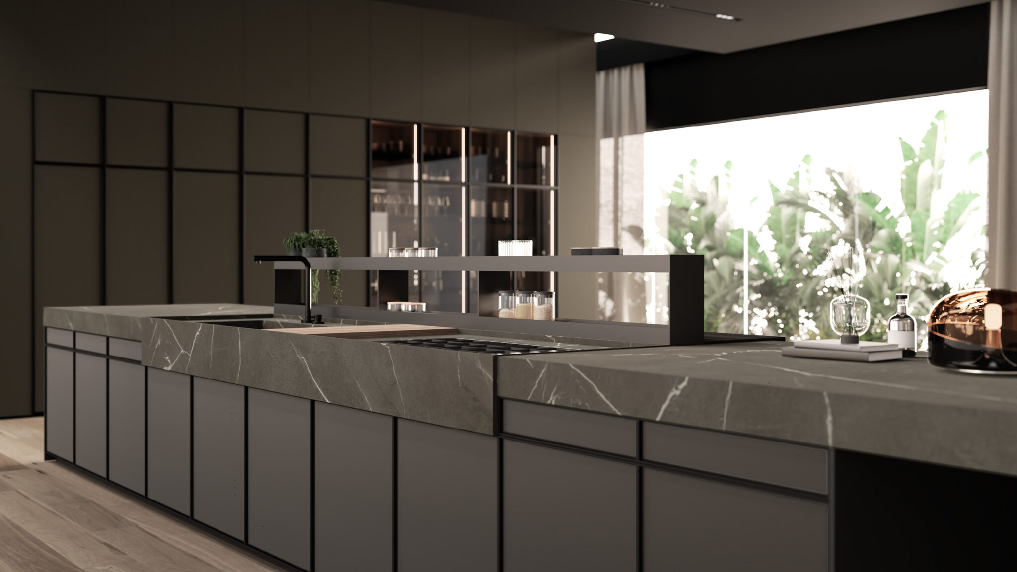 Steinarbeitsplatte in schwarz von Laminam